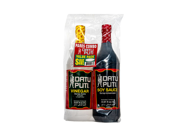 Datu Puti Pares Combo Pack Soy Sauce & Vinegar – 33.81 fl oz Each | 1L