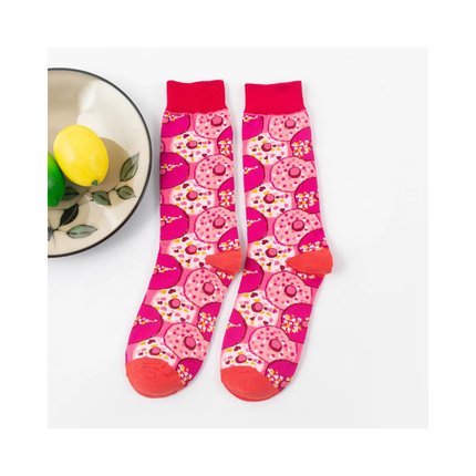 Colorful Abstract & Candy Pattern Crew Socks – 6 Pairs Set
