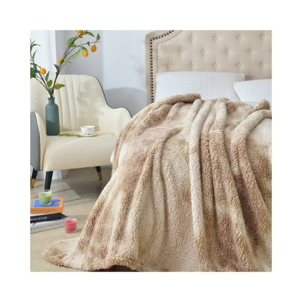 DECOSY Ultra Soft Faux Fur Throw Blanket – Beige, 88 x 90 in