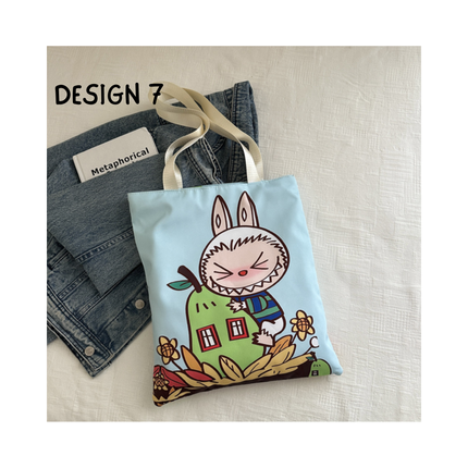 Labubu Canvas Tote Bag – 1pc, 12.75 x 14.75 in