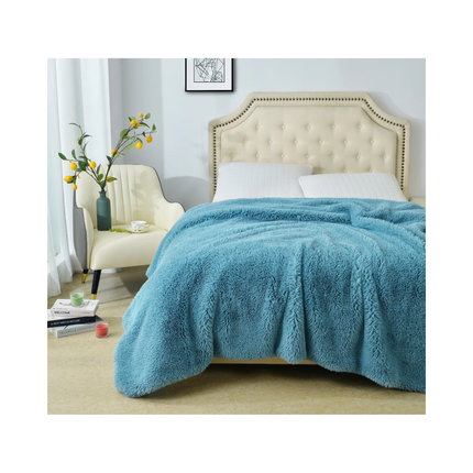 DECOSY Shaggy Long Faux Fur Throw Blanket – 88 x 90 in