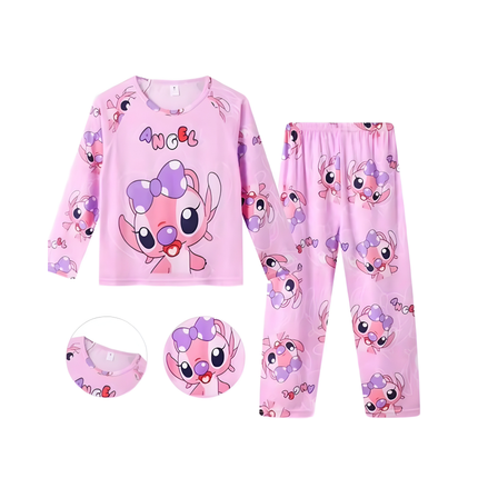 Kids Cartoon Pajama Set – Long Sleeve Top + Pants, Sizes 8 & 10, 2–5 Years Old