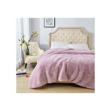 DECOSY Shaggy Long Faux Fur Throw Blanket – 88 x 90 in