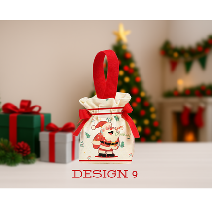 Christmas Drawstring Gift Bag – Festive Reusable Pouch, 5.9” x 2" x 6.3”