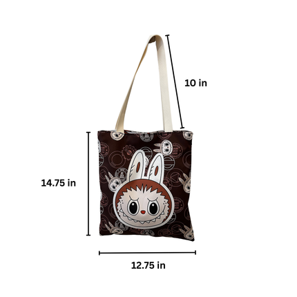 Labubu Canvas Tote Bag – 1pc, 12.75 x 14.75 in