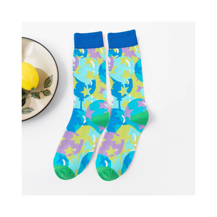 Colorful Abstract & Candy Pattern Crew Socks – 6 Pairs Set