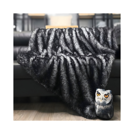 DECOSY Luxury Faux Fur Throw Blanket – Silver Gray, 88 x 90 in