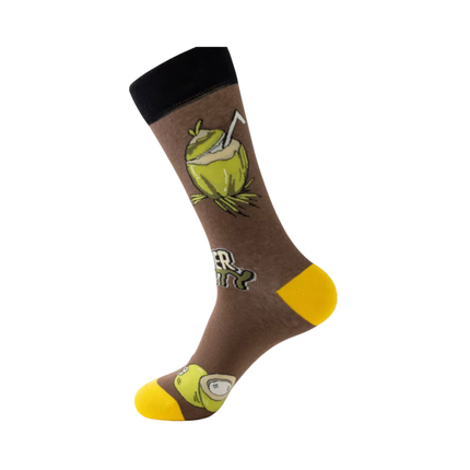 Tropical Fruit Print Crew Socks – 5 Pairs Set