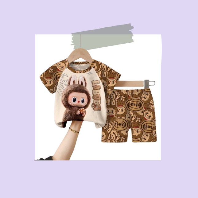 Kids Cartoon T-Shirt & Shorts Set – Colorful 2-Piece Outfit, Sizes 12 & 14, 5–8 Years Old