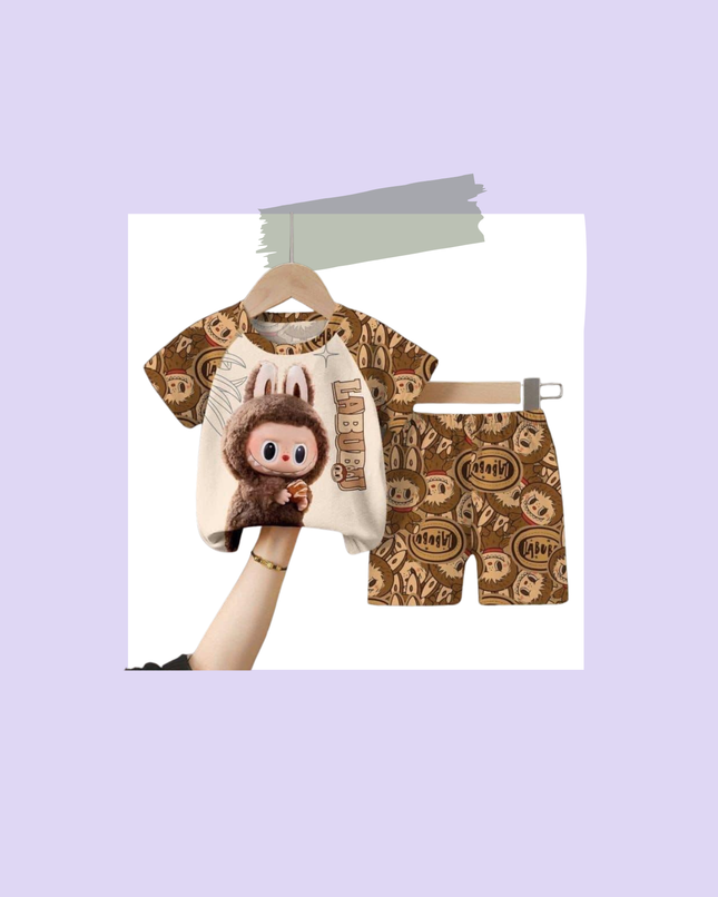 Kids Cartoon T-Shirt & Shorts Set – Colorful 2-Piece Outfit, Sizes 12 & 14, 5–8 Years Old