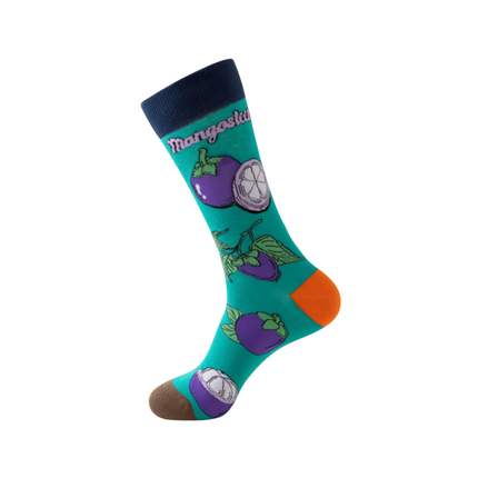 Tropical Fruit Print Crew Socks – 5 Pairs Set