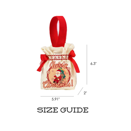 Christmas Drawstring Gift Bag – Festive Reusable Pouch, 5.9” x 2" x 6.3”