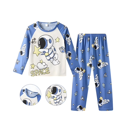 Kids Cartoon Pajama Set – Long Sleeve Top + Pants, Sizes 8 & 10, 2–5 Years Old
