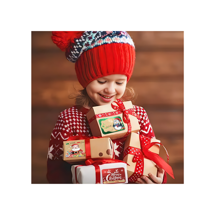 Christmas Gift Label Stickers – 8 Designs, 6 Sheets per Pack
