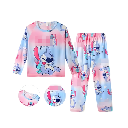Kids Cartoon Pajama Set – Long Sleeve Top + Pants, Sizes 8 & 10, 2–5 Years Old