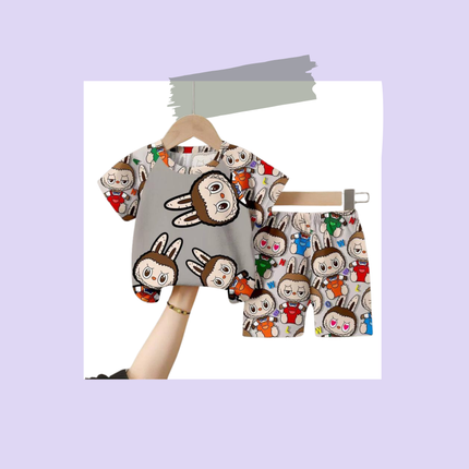 Kids Cartoon T-Shirt & Shorts Set – Colorful 2-Piece Outfit, Sizes 16 & 18, 9–12 Years Old