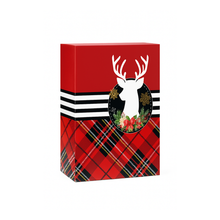 Christmas Gift Box – Red Plain Deer Design, 17” x 13” x 4”