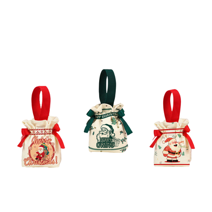 Christmas Drawstring Gift Bag – Festive Reusable Pouch, 5.9” x 2" x 6.3”