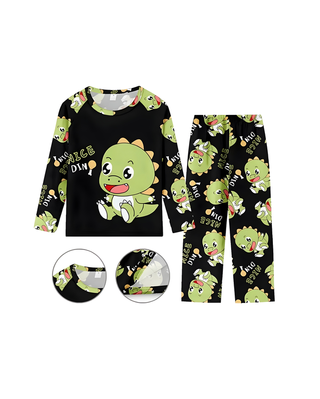 Kids Cartoon Pajama Set – Long Sleeve Top + Pants, Sizes 8 & 10, 2–5 Years Old