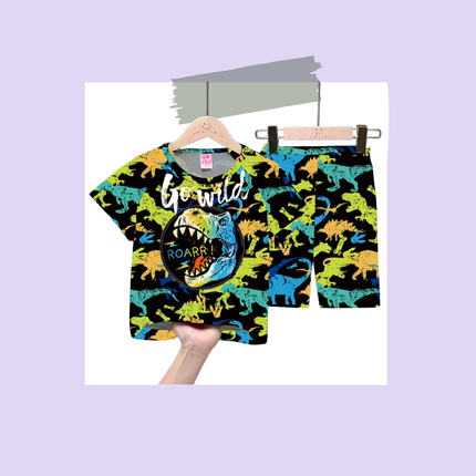 Kids Cartoon T-Shirt & Shorts Set – Colorful 2-Piece Outfit, Sizes 16 & 18, 9–12 Years Old