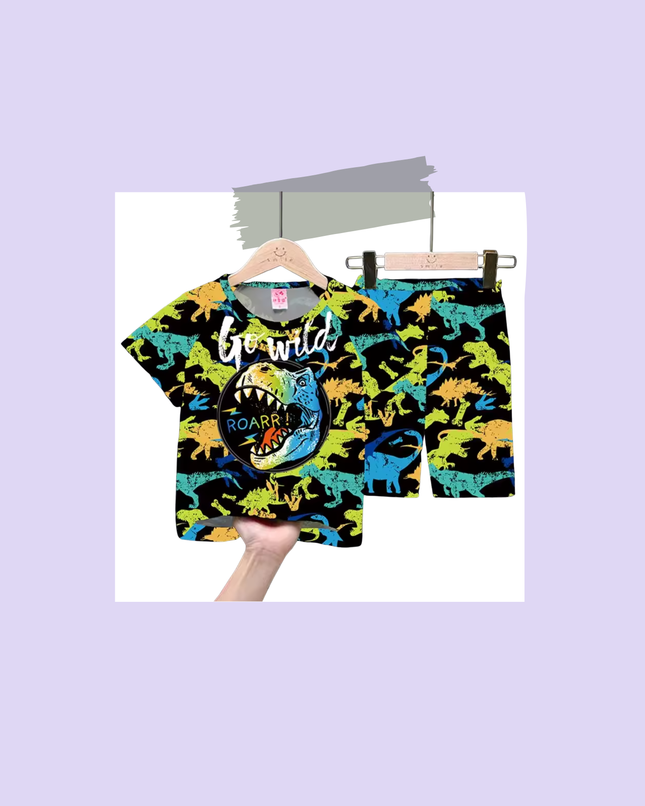 Kids Cartoon T-Shirt & Shorts Set – Colorful 2-Piece Outfit, Sizes 16 & 18, 9–12 Years Old
