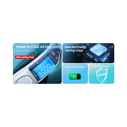 RANVOO Portable Neck Fan L18 – Rechargeable Bladeless Personal Fan