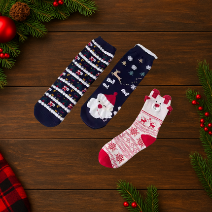 Christmas Themed Cozy Socks – 1 Pair, One Size Fits All