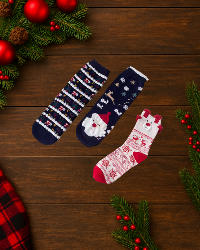 Christmas Themed Cozy Socks – 1 Pair, One Size Fits All