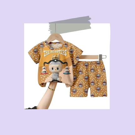 Kids Cartoon T-Shirt & Shorts Set – Colorful 2-Piece Outfit, Sizes 16 & 18, 9–12 Years Old
