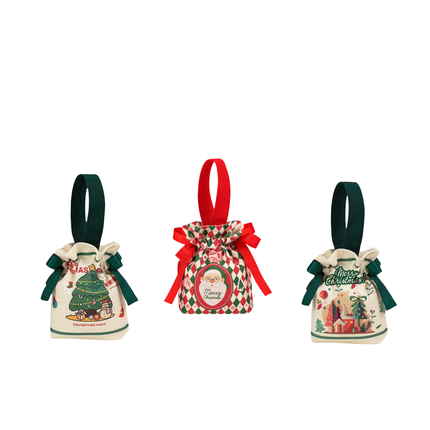 Christmas Drawstring Gift Bag – Festive Reusable Pouch, 5.9” x 2" x 6.3”