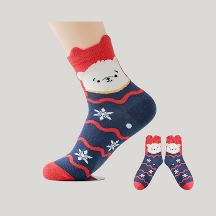 Christmas Cute Character Above the Ankle Socks – 5 Pairs, One Size Fits All
