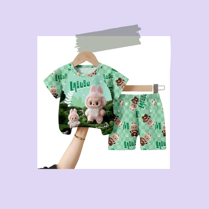 Kids Cartoon T-Shirt & Shorts Set – Colorful 2-Piece Outfit, Sizes 16 & 18, 9–12 Years Old