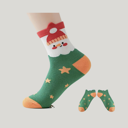 Christmas Cute Character Above the Ankle Socks – 5 Pairs, One Size Fits All