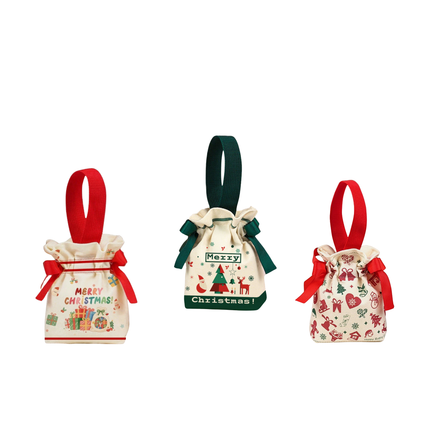 Christmas Drawstring Gift Bag – Festive Reusable Pouch, 5.9” x 2" x 6.3”