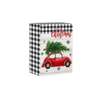 Christmas Gift Box – Red Car Tree Design, 13” x 10” x 4”