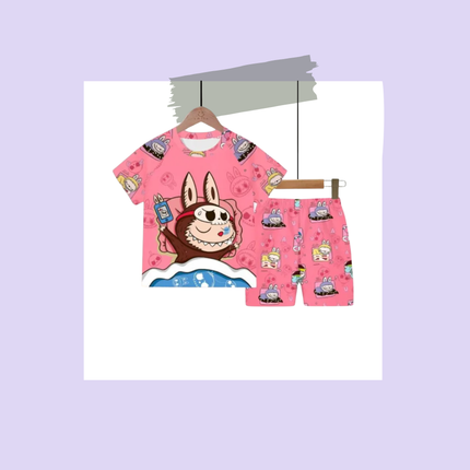Kids Cartoon T-Shirt & Shorts Set – Colorful 2-Piece Outfit, Sizes 16 & 18, 9–12 Years Old