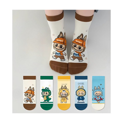 Labubu Crew Socks – 5 Pairs, One Size Fits All