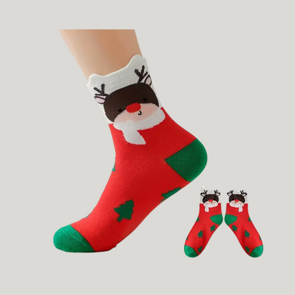 Christmas Cute Character Above the Ankle Socks – 5 Pairs, One Size Fits All