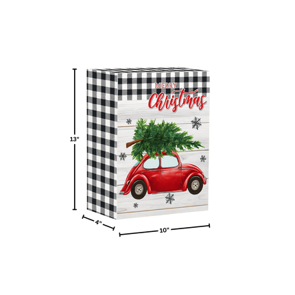 Christmas Gift Box – Red Car Tree Design, 13” x 10” x 4”