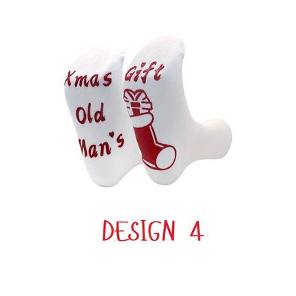 Christmas Gift Stocking Print Crew Socks – 1 Pair, One Size Fits All