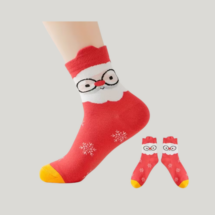 Christmas Cute Character Above the Ankle Socks – 5 Pairs, One Size Fits All