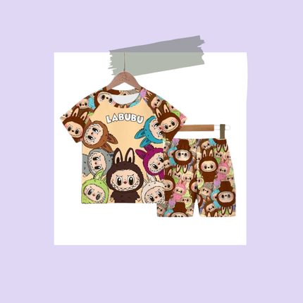 Kids Cartoon T-Shirt & Shorts Set – Colorful 2-Piece Outfit, Sizes 16 & 18, 9–12 Years Old