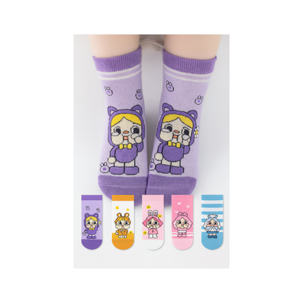 Cute Character Crew Socks – 5 Pairs, One Size Fits All