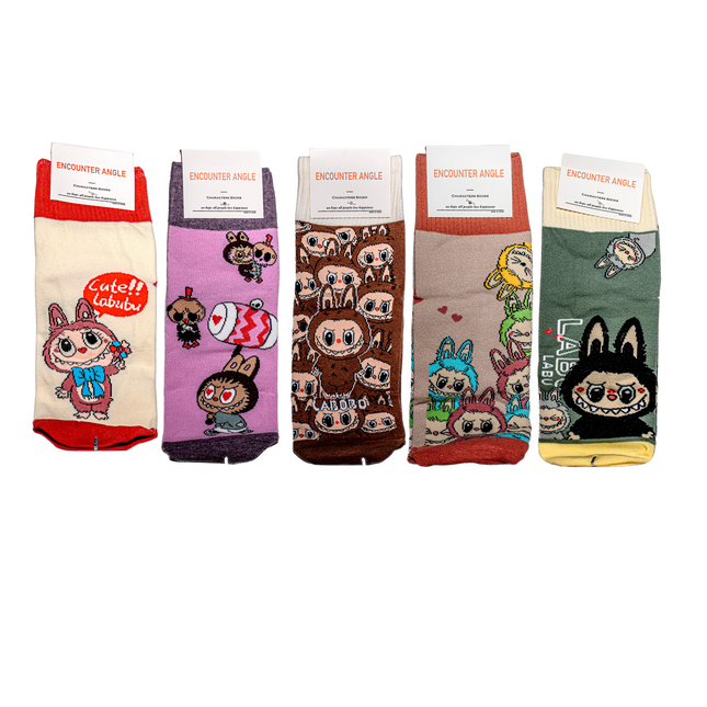 Labubu Character Above Ankle Socks – 5 Pairs, One Size Fits All