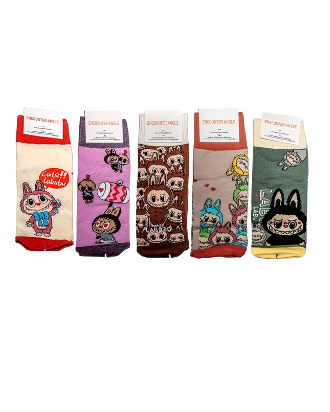 Labubu Character Above Ankle Socks – 5 Pairs, One Size Fits All