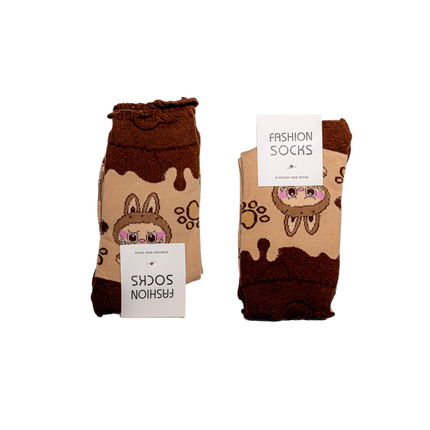 Labubu Character Crew Socks – 4 Pairs, One Size Fits All