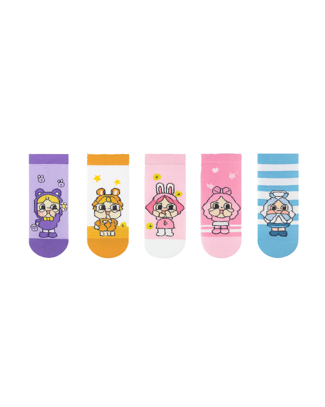Cute Character Crew Socks – 5 Pairs, One Size Fits All