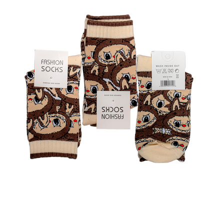 Labubu Character Crew Socks – 4 Pairs, One Size Fits All