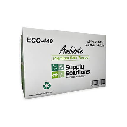 Ambiente ECO440 2-Ply Bath Tissue – White, 500 Sheets (Multiple Pack Sizes Available)