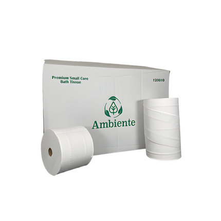 Ambiente 2-Ply Small Core Toilet Tissue – White, 36 Rolls | 1,000 Sheets Each
